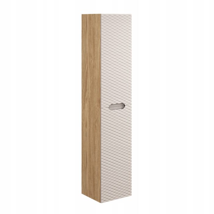 Słupek łazienkowy OCEAN 35x170 cm dąb czarny front 3D wysoka szafka wisząca 2 drzwi półki