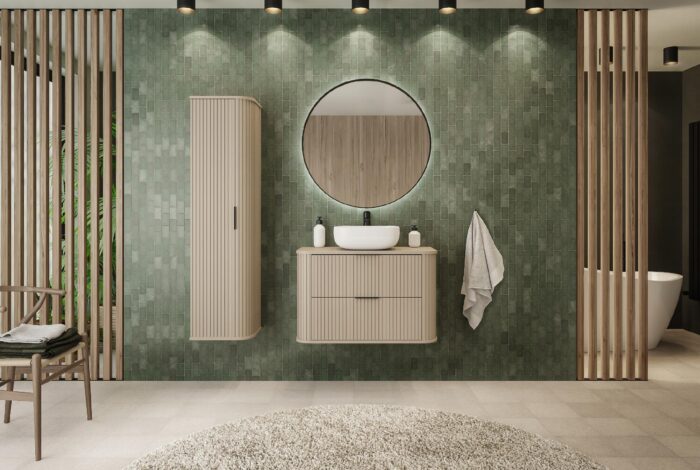 Zestaw mebli łazienkowych GLAMOUR kaszmir szafka pod umywalkę 80 cm słupek 35/139 cm