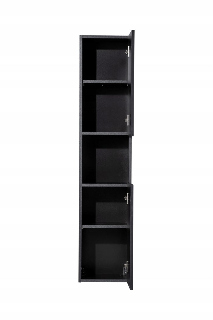 NOVA 140 cm czarny słupek łazienkowy ryflowany front 2x drzwi uniwersalne P/L