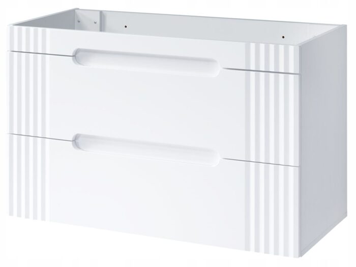 Szafka pod umywalkę FIJI 100 cm biała połysk pojemna wisząca szuflady