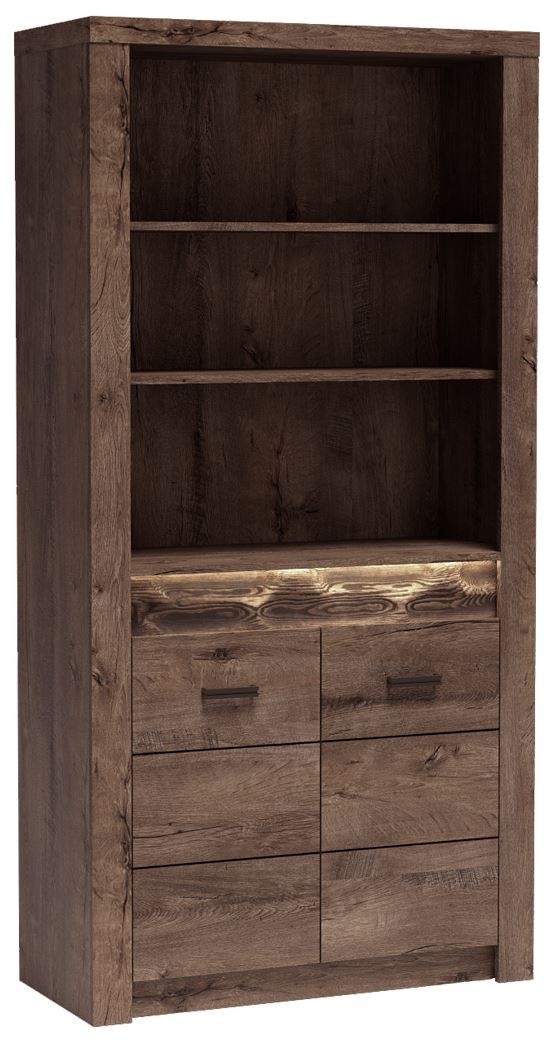 Regał INDIANAPOLIS 96 cm jesion ciemny wysoki półki drzwi szafka na książki