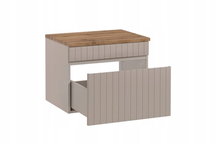 Szafka pod umywalkę ICONIC 60 cm kaszmir wisząca blat szuflada frezowany front