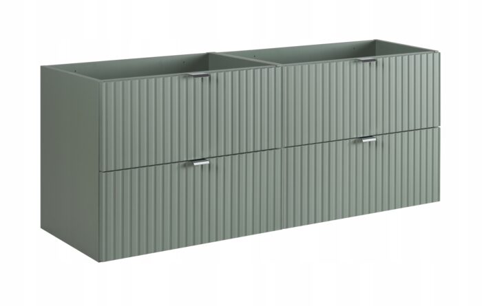 Szafka pod umywalkę LINE GREEN 160 cm zielona blat dąb szuflady ryflowane fronty