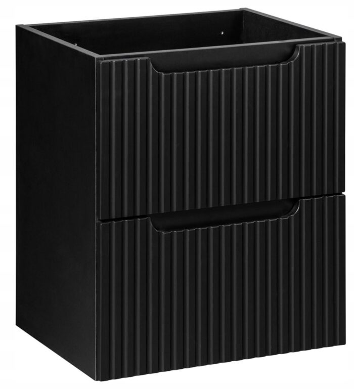 NOVA 50 cm czarna szafka łazienkowa z szufladami ryflowane fronty