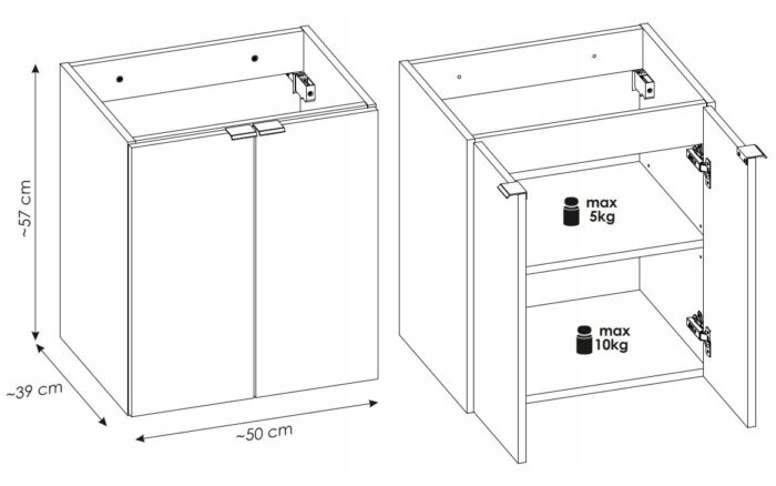Szafka łazienkowa NOVA dąb 50 cm z drzwiami