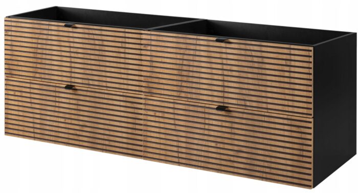 Szafka pod umywalkę AURA 160 cm czarny dąb wisząca pojemna loft szuflady frezowane fronty