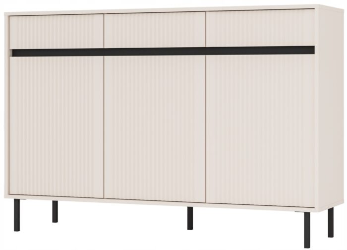 Komoda OSAKA 149 cm beż piaskowy z drzwiami i szufladami metalowe nogi