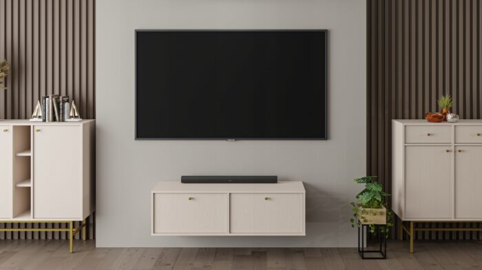 Szafka RTV AVILA 120 cm beż piaskowy wisząca z klapami