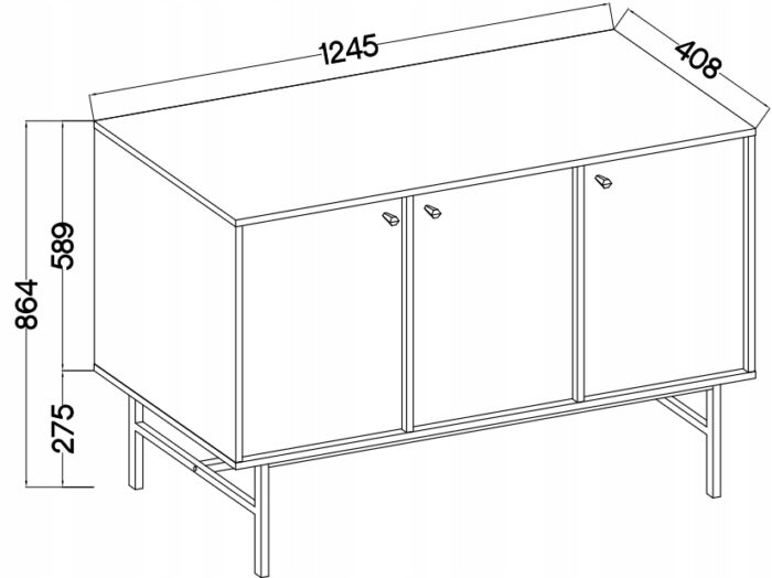 Komoda AVILA 125 cm zielona z drzwiami czarne metalowe nogi typ stelaż