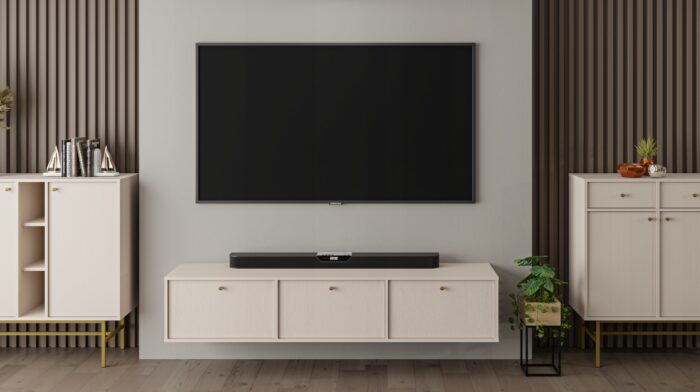 Szafka RTV AVILA 180 cm beż piaskowy wisząca z klapami