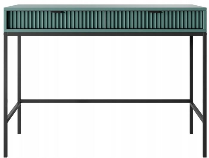 Toaletka BELLAZA L-104 cm zielona z 2 szufladami i metalowym czarnymi nogami