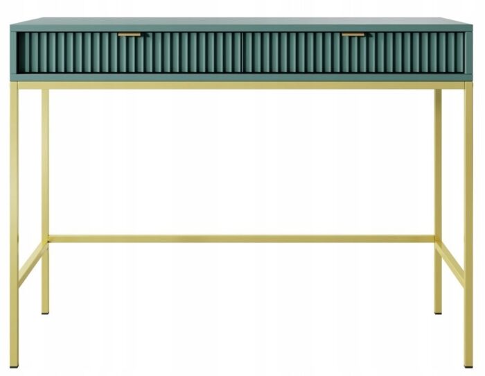 Toaletka BELLAZA L-104 cm zielona z 2 szufladami i metalowym złotymi nogami