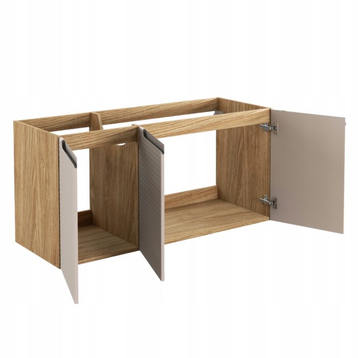 Szafka pod umywalkę LUXOR 120 cm dąb beżowy front 3 D wisząca pojemna drzwi