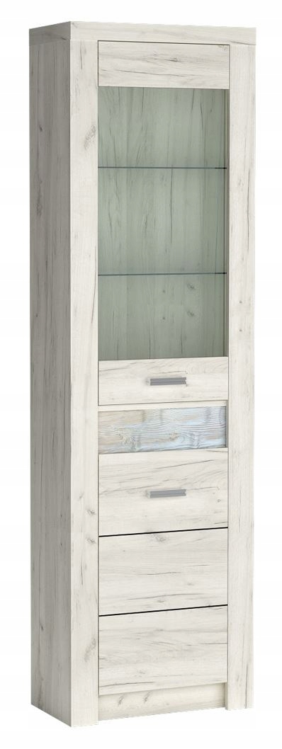 Witryna INDIANAPOLIS 56 cm kraft biały wysoka narożna półki przeszklenia LED