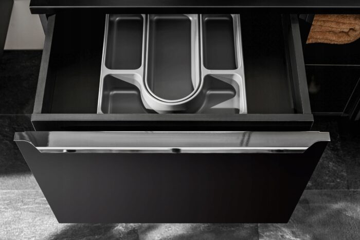 Szafka pod umywalkę SANTA FE 60 cm czarna wisząca szuflady organizer metalowy uchwyt