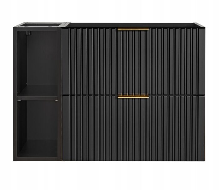 ADEL 80 cm czarna szafka łazienkowa regał 2 szuflady ryflowany front