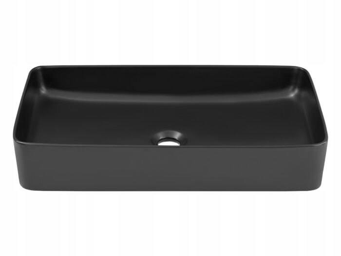 Umywalka nablatowa SLIM 61 cm czarna ceramiczna prostokątna