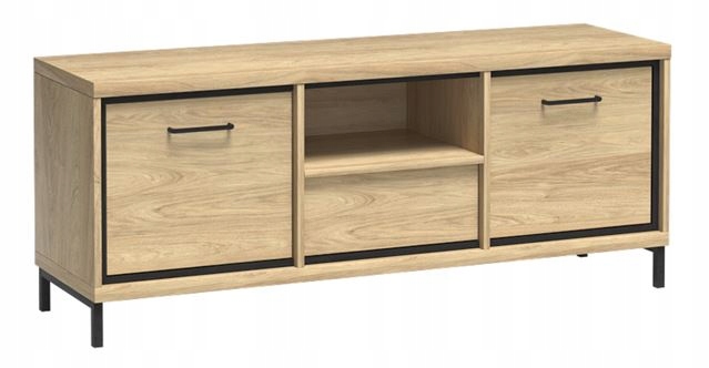Szafka RTV MILAN 139 cm dąb metalowe nóżki