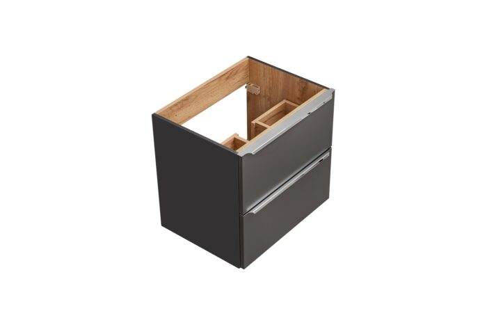 Szafka pod umywalkę CAPRI 60 cm czarna wisząca szuflady metalowe uchwyty