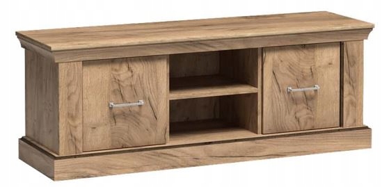 Szafka RTV CANITA 142 cm kraft złoty stolik pod telewizor półki drzwiczki