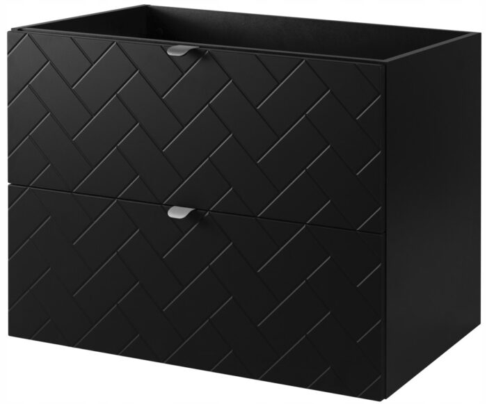 Szafka pod umywalkę MADIS 80 cm czarna wisząca pojemna szuflady frezowane fronty S