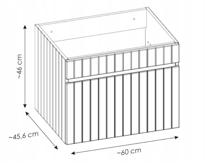 Szafka pod umywalkę ICONIC 60 cm pudrowy róż wisząca blat szuflada frezowany front