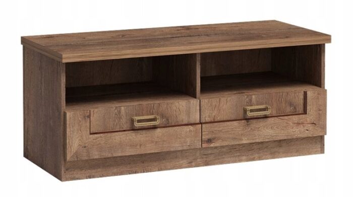 Szafka RTV BRISTOL 118 cm dąb lefkas stolik pod telewizor półki styl klasyczny