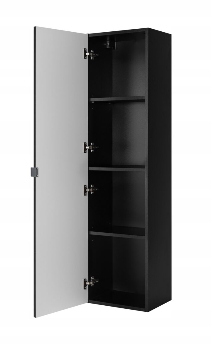 Słupek łazienkowy MADIS 35/136 cm czarny szafka wysoka frezowany front drzwi półki S