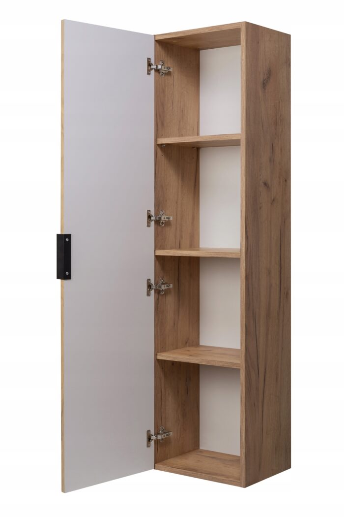 Słupek łazienkowy FLOW 35/136 cm dąb craft szafka wisząca wysoka ryflowane fronty półki