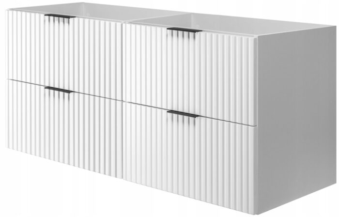 Szafka pod umywalkę FLOW 120 cm biała wisząca pojemna szuflady ryflowane fronty