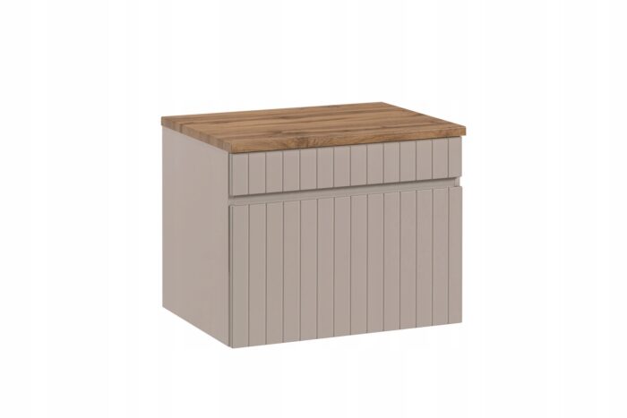 Szafka pod umywalkę ICONIC 60 cm kaszmir wisząca blat szuflada frezowany front