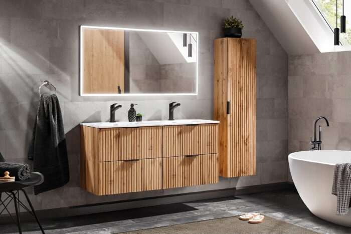 Umywalka GO 120 cm biała podwójna ceramiczna