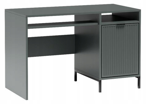 Biurko LINK 120 cm zielony ryflowane fronty wysuwana półka drzwi metalowe nogi