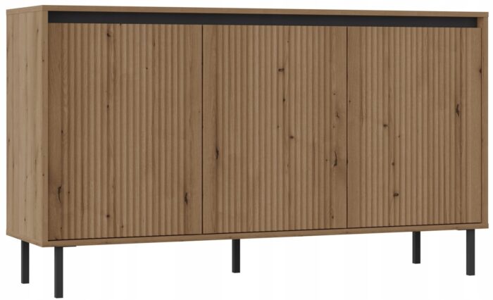 Komoda OSAKA 149 cm dąb evoke z drzwiami metalowe nogi
