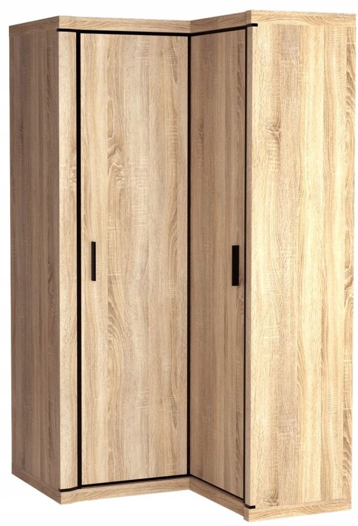 Szafa DALLAS 114 cm dąb sonoma narożna pojemna półki drążek wieszak