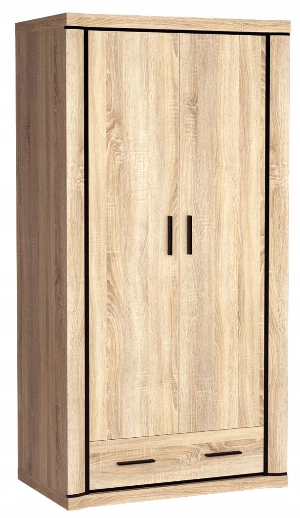 Szafa DALLAS 97 cm dąb sonoma dwudrzwiowa pojemna półka drążek szuflada