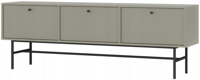 Szafka RTV AVILA 180 cm zielona z klapami czarne metalowe nogi typ stelaż