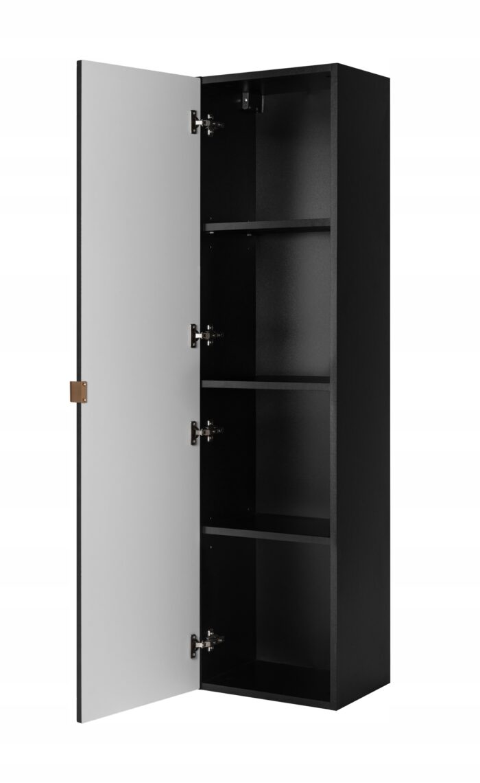 Słupek łazienkowy MADIS 35/136 cm czarny szafka wysoka frezowany front drzwi półki G