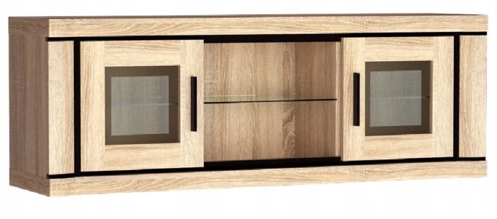Regał DALLAS 137 cm dąb sonoma wiszący półka witryna przeszklenia