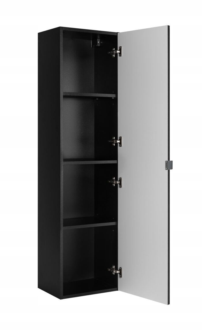 Słupek łazienkowy MADIS 35/136 cm czarny szafka wysoka frezowany front drzwi półki S