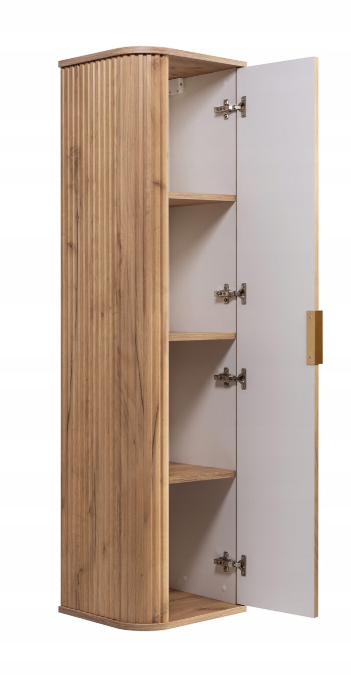Zestaw mebli łazienkowych GLAMOUR czarna szafka pod umywalkę 80 cm dąb słupek 35/139 cm