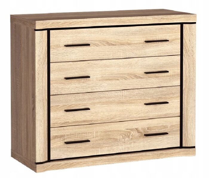 Komoda DALLAS 107 cm dąb sonoma pojemna szuflady