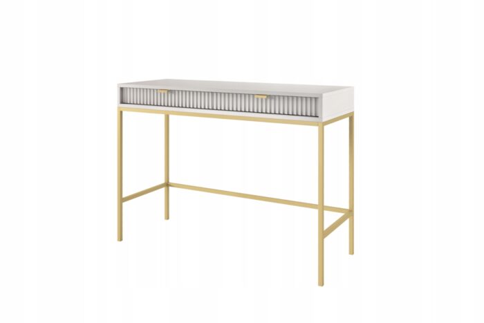 Toaletka BELLAZA L-104 cm szara z 2 szufladami i metalowym złotymi nogami