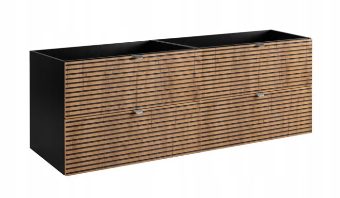 Szafka pod umywalkę  LOFT 160 cm czarny dąb wisząca pojemna loft szuflady frezowane fronty