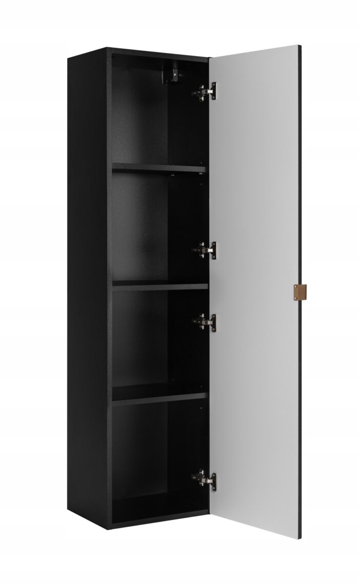 Słupek łazienkowy MADIS 35/136 cm czarny szafka wysoka frezowany front drzwi półki G