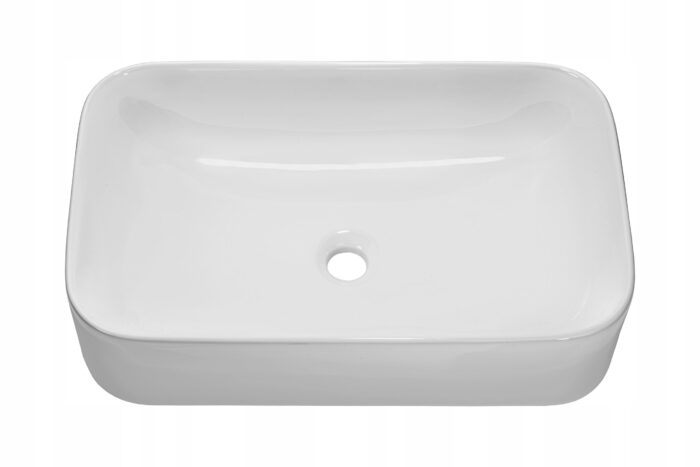 Umywalka nablatowa KATI 60 cm biała ceramiczna prostokątna