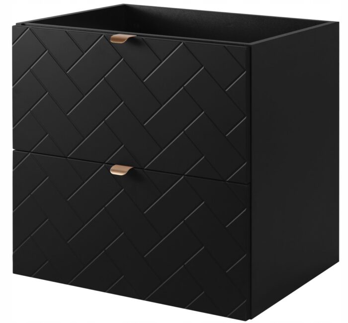 Szafka pod umywalkę MADIS 60 cm czarna wisząca pojemna szuflady frezowane fronty G