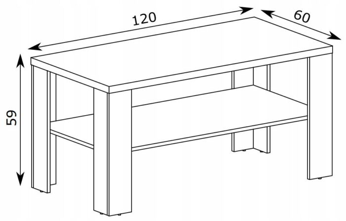 Ława CANITA 120 cm kraft złoty stolik kawowy półka