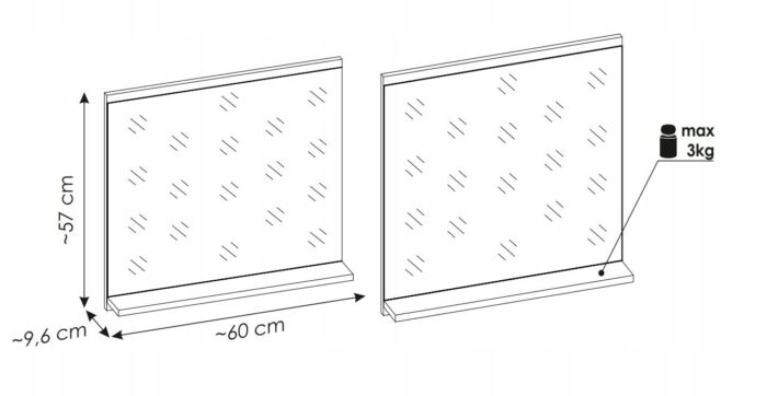 Lustro łazienkowe NOVA dąb 60 cm półka