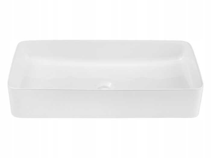 Umywalka nablatowa SLIM 61 cm biała ceramiczna prostokątna
